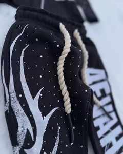 Venta al por mayor hecho en fábrica servicios OEM cremallera sudaderas con capucha estilo acampanado de gran tamaño algodón pesado moda callejera trajes de chándal desgastados - Product Image 4