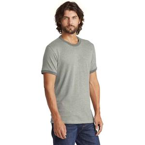 100% camisetas grises de algodón orgánico cuello redondo Ringer Fit secado rápido transpirable verano calle lleva precio al por mayor camisetas - Product Image 1