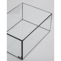 Boîte en verre grande taille avec cadre en acier inoxydable noir, design moderne et luxueux, multifonctionnelle pour le rangement et l'organisation de bijoux