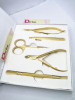 Salon professionnel outils pour ongles or mat pince à ongles marque privée manucure poussoir beauté pince à épiler et cuticule ongles ciseaux ensemble