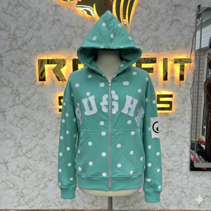 Sudadera con Capucha Personalizada con Diseño de Cremallera, Servicios OEM, Sudadera con Capucha Desgastada con Pedrería, Chaqueta con Cremallera, Lavado Ácido, Sudadera de Forro Polar para Hombre, Ropa Urbana - Product Image 3