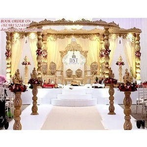มณฑปงานแต่งงานแบบฮินดู ทำจากวัสดุ FRP ลายไม้ สำหรับงานแต่งงานแบบอินเดียใต้ ตกแต่งมณฑปงานแต่งงานสุดอลังการ สำหรับงานแต่งงานราชวงศ์ในแคนาดา - Product Image 1