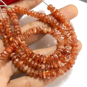 Pierre de soleil orange de qualité fine à facettes perles en forme de rondelle pierre précieuse naturelle en gros pour fournitures de bijoux - Product Image 5