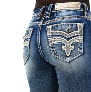 Pantalon cargo en denim de coton pour femme, taille mi-haute, coupe régulière, évasé, longueur genou, à lacets, confortable, élastique, grandes tailles, hiver - Product Image 3