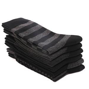 Chaussettes pour hommes en coton peigné de haute qualité, noires, à rayures, grande taille, décontractées, avec fond respirant et logo personnalisé - Product Image 5