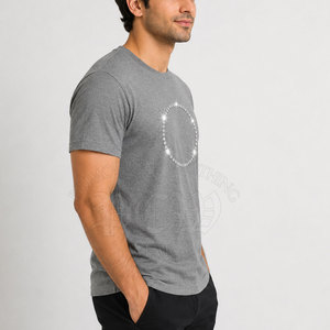 เสื้อยืดผู้ชายถักลายประดับคริสตัลสุดหรู สไตล์แฟชั่นลำลอง แขนสั้น เหมาะสำหรับสตรีทแวร์และใส่ได้ทุกวัน - Product Image 5
