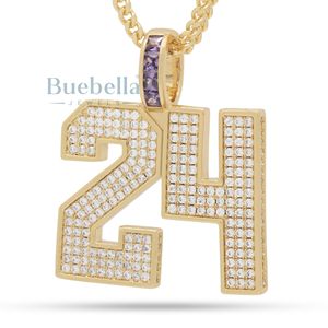 Clásico número 24 Black Mamba 18K cadena chapada en oro Iced Moissanite Bling colgante collar para hombres Hip Hop Streetwear joyería - Product Image 1