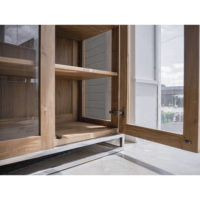 Vitrine de présentation en teck massif, meubles de rangement pour restaurants, hôtels, villas, complexes hôteliers, cafés, mobilier commercial pour l'hôtellerie, vente en gros