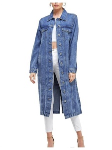 Abrigo vaquero personalizado para mujer, de manga larga, con cuello vuelto, bolsillos grandes, estilo casual, poliéster/algodón - Product Image 2