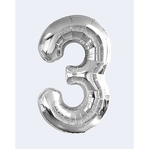 Palloncini Numero Party Love Argento N3 45cm Confezione da 12 Pezzi - Product Image 1