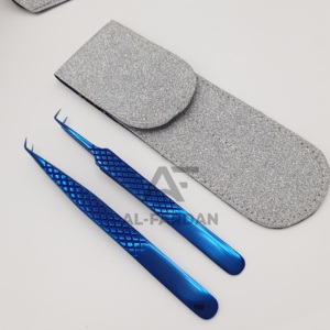 Prix de gros 45 et 90 Degrés Angle Plasma Bleu Couleur Extension de Cils Pince À Épiler En Acier Inoxydable Logo Personnalisé - Product Image 2