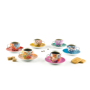 Set di Tazze da Caffè in Porcellana Design Italiano 6 Pezzi |   Design Orientale per Kimono |   Tecnica dell'Applicazione di Decalcomanie |   Lavabile in lavastoviglie, adatto al microonde |   Excelsa - Product Image 2