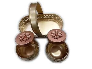 Boîte cadeau de fruits secs en métal artisanal, récipient de stockage de finition antique pour les collations et les occasions de mariage - Product Image 3