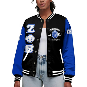 Zeta Phi Beta 1920 Letterman Jacket blu bianco confraternita Varsity Chenille Patch ZPB greco vita fondatori di abbigliamento stile - Product Image 1