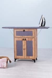 Tabla de planchar plegable / Armario para planchar – Estructura de pino, diseño floral marrón - Product Image 1