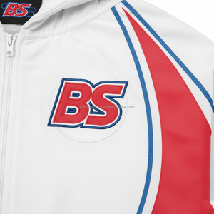 Juego de cortavientos de microfibra duradero de 220GSM de talla grande, paneles de contraste blanco, rojo y azul, juego de cortavientos de transferencia de calor con logotipo personalizado - Product Image 6