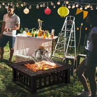 Foyer portable en métal pour jardin extérieur Patio et Camping BBQ Grill Brasero à charbon de bois pour brûler des fournitures de jardin en bois