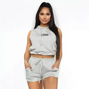 ชุดกีฬาแฟชั่นผู้หญิงชุดคู่เสื้อยืดแขนสั้นกางเกงขาสั้นธรรมดาออกแบบโลโก้ได้ตามต้องการสำหรับฤดูร้อน - Product Image 1
