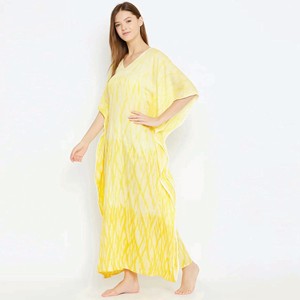 Comfort Fit 100% algodón Maxi longitud Shibori tejido a mano Tie-Dye amarillo Kaftan - Product Image 2