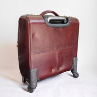Valise de luxe en cuir véritable marron avec poignée réglable, fermeture éclair, taille personnalisable, grande capacité, polyester de haute qualité