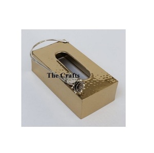 Boîte à mouchoirs au design magnifique en aluminium couleur or, porte-mouchoirs pour la maison et la vaisselle d'hôtel - Product Image 2