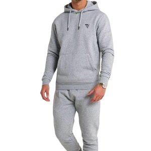 Wholesale OEM Customized Casual Cotton Blended Fleece Men's Pullover Light Grey <b>Hoodies</b> <b>Lightweight</b> Design Solid Color Winter - Product Image 1