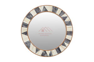 Nouveautés Miroir mural de forme ovale en incrustation d'os Sculpté à la main en incrustation d'os Art artisanal Décoration murale de la maison Miroirs - Product Image 3