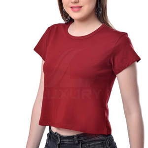 LUXURY IMPEX Derniers modèles de t-shirts courts ajustés pour femmes en vente, hauts courts pour femmes dans toutes les couleurs et tailles - Product Image 6