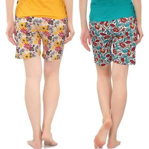 Women Summer Cotton Printed Shorts Custom Design Factory Price Casual Floral Print <b>Waist</b> Latest Top New Quality Women Short - Product Image 4