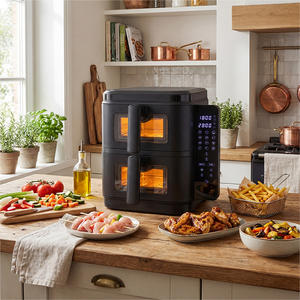 Friggitrice ad Aria Commerciale a Doppio Cestello 10L 2400W, Forno Friggitrice ad Aria a Basso Consumo Energetico - Product Image 6