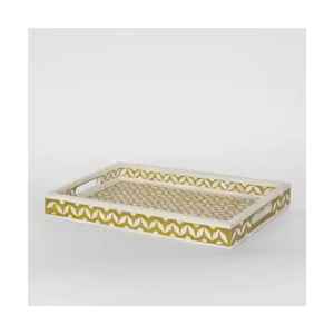 Plateau de service en résine nacrée fait main plateau en métal et bois de meilleure couleur personnalisable de l'Inde plateau en incrustation d'os au meilleur design - Product Image 2