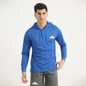 Chemise décontractée pour homme en micro-mesh polyester bleu royal à manches longues pour l'été - Product Image 1