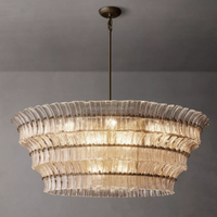 Lustre moderne de luxe en verre, lampe suspendue ronde en laiton antique pour villa, salon, hall, plafond haut