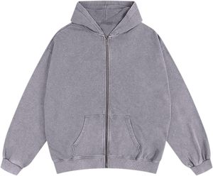 Sweat-shirt à capuche zippé pour homme, style vintage, coupe ample, décontracté, veste d'automne, sweat-shirt à capuche en coton avec poches, 100% coton - Product Image 4