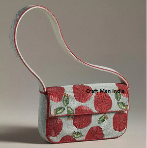 <b>Pink</b> Durable beaded shoulder <b>bag</b> with seed bead embroidery beaded embroidery handbag with Unique Pure by glowin fashion - Product Image 1