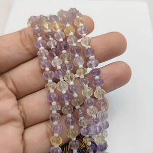 Ametrin Faceted Natural Gemstone Pumpkin Beaded Strands 5-7mm - Product Image 2