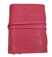 Journal de voyage rétro rose exclusif, carnet en cuir vintage avec logo en relief, carnet à couverture rigide pour croquis aquarelle, cadeau