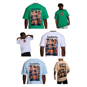 Camiseta Extra Grande, Estilo Urbano, Estampado Vintage, Talla Grande, Algodón Grueso, Elegante para Hombre - Product Image 2
