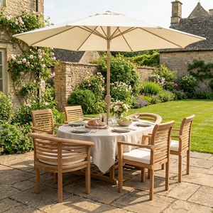Fauteuil suspendu de jardin en teck massif de luxe avec auvent, mobilier de patio extérieur - Product Image 1