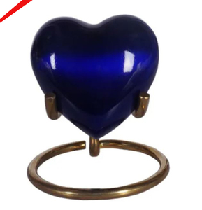 Urnas de recuerdo en forma de corazón de metal azul de aspecto increíble para suministros funerarios - Product Image 1