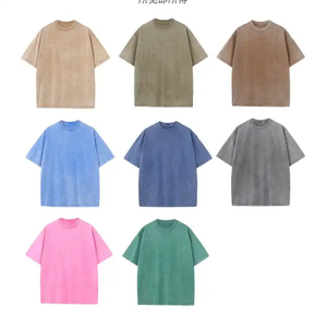 Moda 230gsm algodón Oversize Drop Shoulder suelta camiseta lisa logotipo personalizado algodón lavable camiseta para hombres - Product Image 4