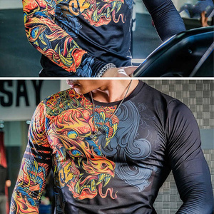 Camisa de manga larga activa de compresión para hombre, bloque UV, ajuste de secado rápido, entrenamiento, gimnasio, correr, Surf, natación, ropa para correr, ropa para correr - Product Image 4