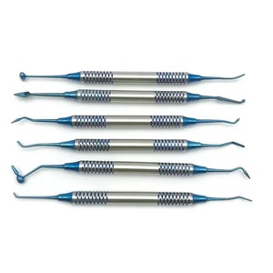 Set di spatole di riempimento in resina composita dentale 6 pezzi-strumenti di restauro placcati in titanio per strumenti chirurgici dentali di precisione - Product Image 2