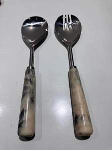 Ensemble de serveurs à salade avec poignée en résine, outils de cuisine en bois de manguier d'acacia naturel - Product Image 2