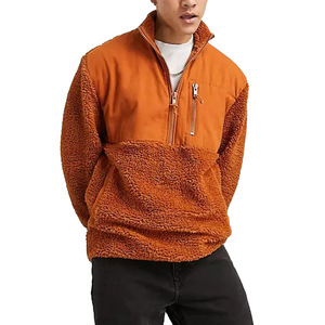 OEM High Quality Winter Quarter Zipper Custom Embroidery Logo Oversized <b>Men</b> <b>Fleece</b> <b>Sherpa</b> Pullover <b>Hoodies</b> - Product Image 1