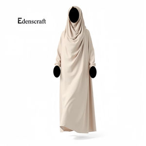 Premium solide Simple Style modeste robe élégante pour Abaya femmes parole longueur respirant Polyester léger manches longues - Product Image 5