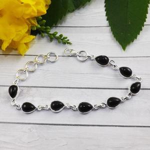 สร้อยข้อมือเทนนิสทำมือ925เงินสเตอร์ลิงสีดำพลอยนิลเครื่องประดับเงินชั้นดีสำหรับงานแต่งงานและของขวัญ - Product Image 3