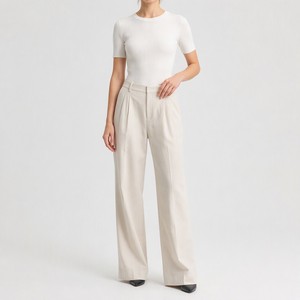 <span class=keywords><strong>Pantalon</strong></span> plissé taille haute <span class=keywords><strong>à</strong></span> jambes larges pour <span class=keywords><strong>femme</strong></span>, <span class=keywords><strong>pantalon</strong></span> de bureau sur mesure, fournisseur ODM personnalisé - Product Image 1