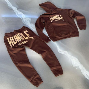 OEM y ODM al por mayor de los hombres de lana personalizada Sudadera con capucha traje de jogging de gran tamaño chándal de invierno con ropa de calle con capucha Joggers conjuntos - Product Image 4