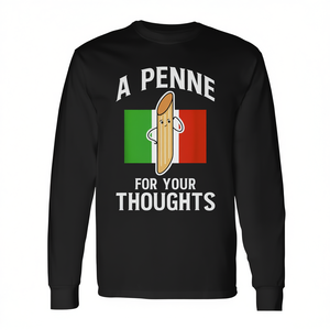 T-Shirt a Maniche Lunghe 'A Penne for Your Thoughts' - Prodotto Promozionale per Pasta e Noodle Italiani - Product Image 2